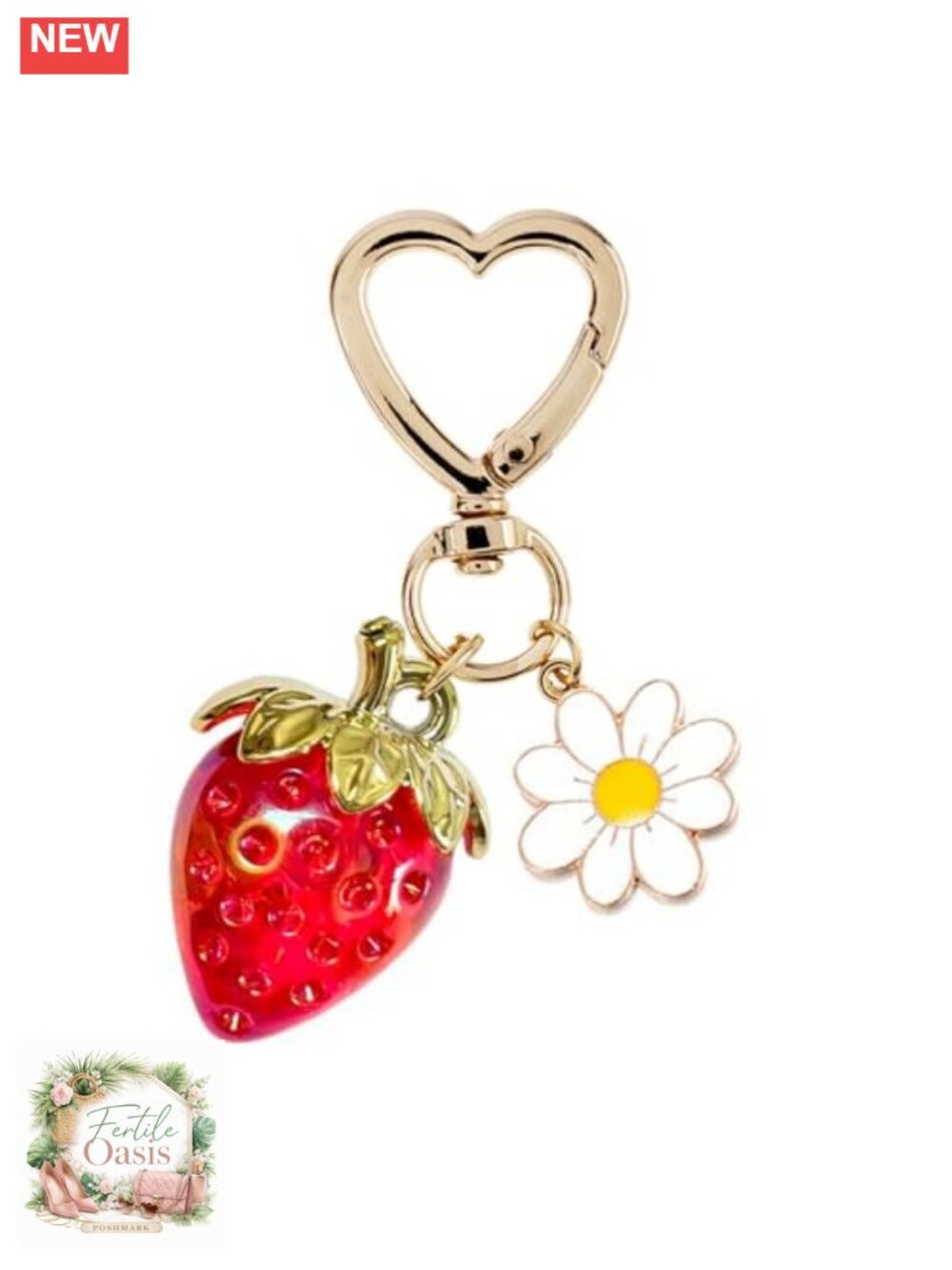Cute Strawberry Keychain Heart Bag Charm Purse Accessories Decor